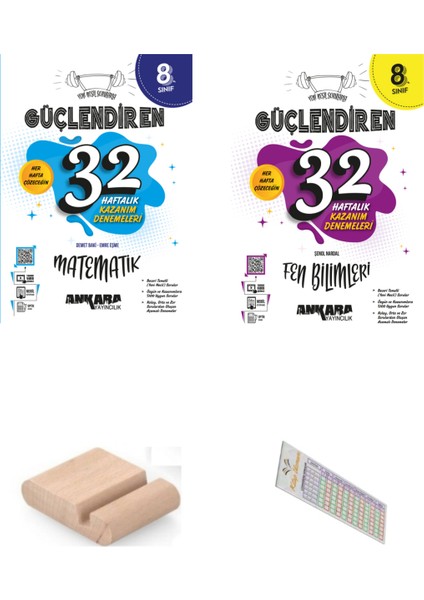 8. Sınıf Matematik - Fen Bilimleri Güçlendiren 32 Haftalık Deneme + Telefon Tutucu - Çözüm Ayracı