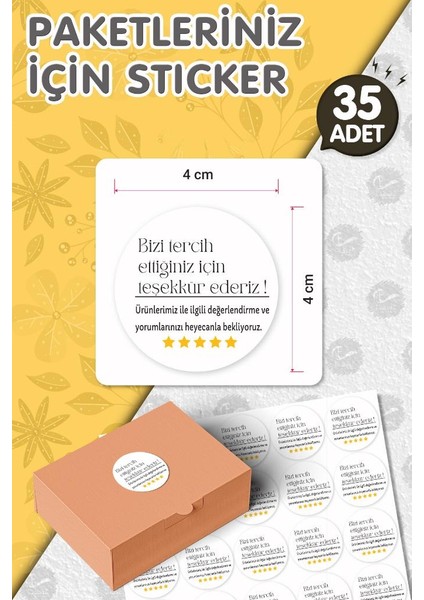 Bizi Tercih Ettiğiniz Için Teşekkür Ederiz Sticker Etiket 4 cm 35 Adet T1129