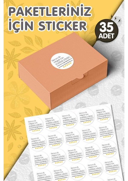 Bizi Tercih Ettiğiniz Için Teşekkür Ederiz Sticker Etiket 4 cm 35 Adet T1129