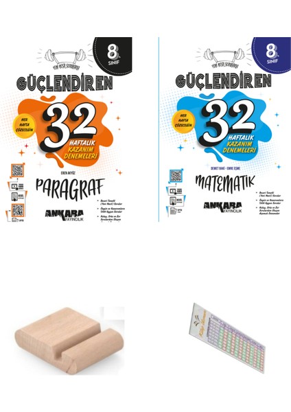 8. Sınıf Paragraf - Matematik Güçlendiren 32 Haftalık Deneme + Telefon Tutucu - Çözüm Ayracı