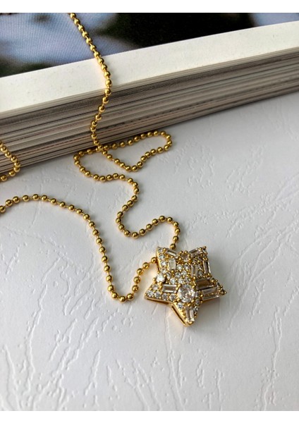 Baget Taşlı Yıldız Gold Zincir Kolye indirimleri