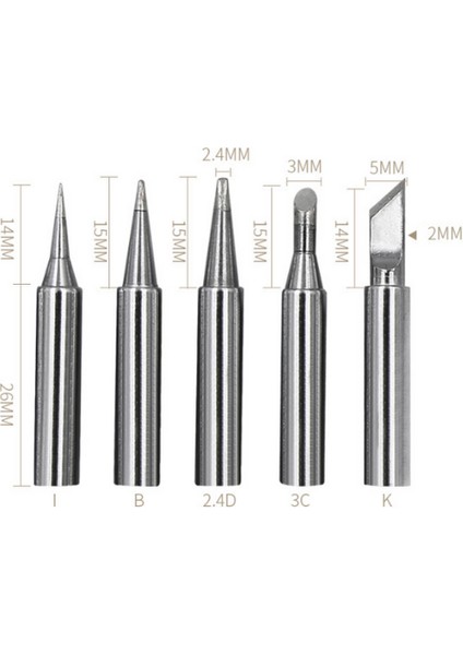 900M-T-K, 900M-T-I, 900M-T-3C, 900M-T-B, 900M-T-2.4D Yüksek Kalite Havya Ucu 5'li Set