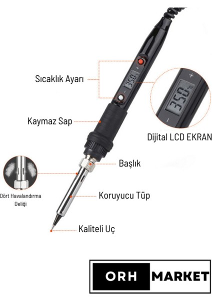 80W Yüksek Kalite Digital LCD Rezistörlü Havya Lehim Makinesi, Lehim, Stand, Pasta, Pompa ve Bant fiyatları