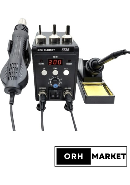 8586 LCD Ekranlı Isı Ayarlı Sıcak Hava Üfleme Havya Istasyonu Üflemeli Havya Makinesi