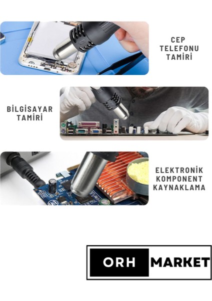 8586 LCD Ekranlı Isı Ayarlı Sıcak Hava Üfleme Havya Istasyonu Üflemeli Havya Makinesi
