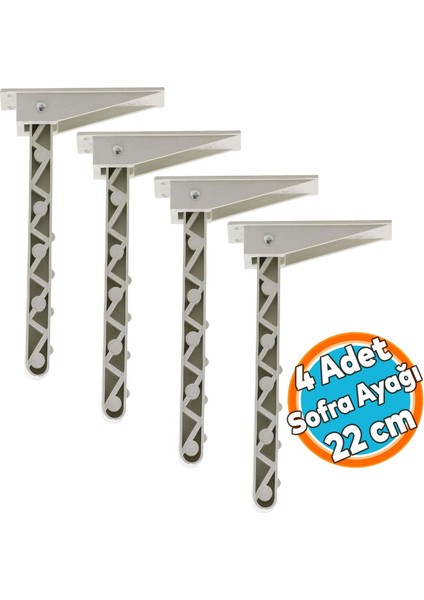 Plastik Sofra Ayağı - Katlanır Yer Sofrası - Sini Altı Katlanabilir - 22 cm Kırık Beyaz
