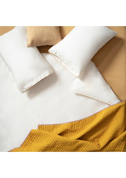 Mıno Kenar İşlemeli 300 Tc Saten E.kıng Sıze Pamuk Saten %100 Pamuk Nevresim Seti 260x220 Cm Ekru