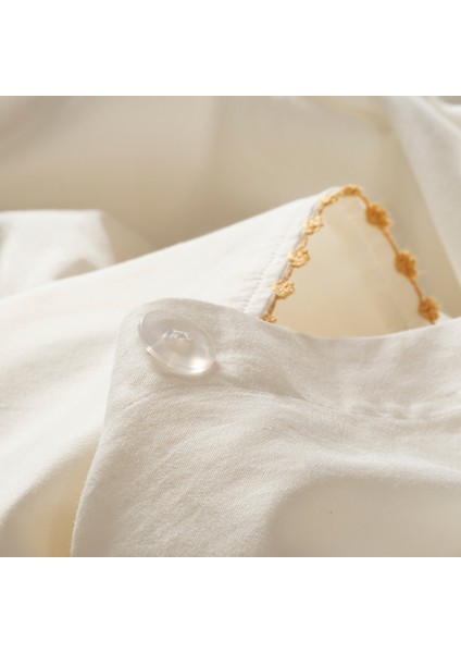 Mıno Kenar İşlemeli 300 Tc Saten E.kıng Sıze Pamuk Saten %100 Pamuk Nevresim Seti 260x220 Cm Ekru modelleri