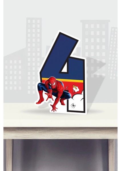 spiderman örümcek adam temalı ayaklı rakam pano - 4 yaş (40 cm )