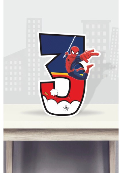 spiderman örümcek adam temalı ayaklı rakam pano - 3 yaş (40 cm )