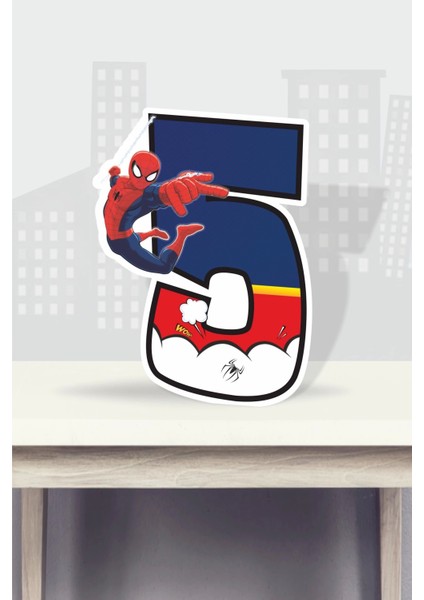 spiderman örümcek adam temalı ayaklı rakam pano - 5 yaş (40 cm )