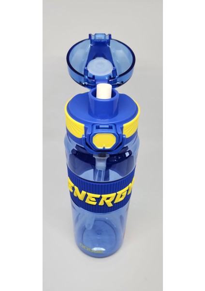 DL 24636 870 ml Pipetli Pipetsiz Tritan Mavi Şeffaf Matara Taşıma Aparatlı