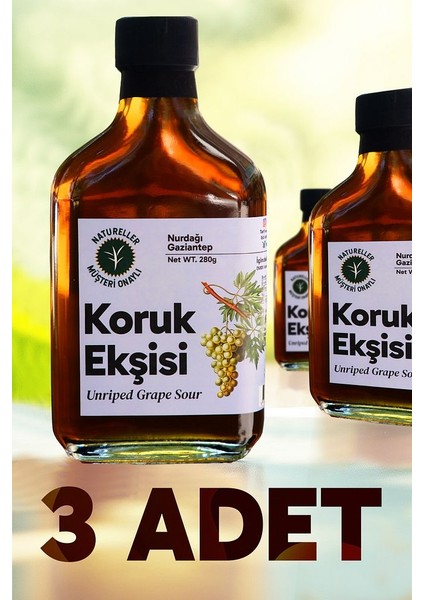 Koruk Ekşisi Tatlı Ekşi %100 Saf Gaziantep 280 gr 3 Adet