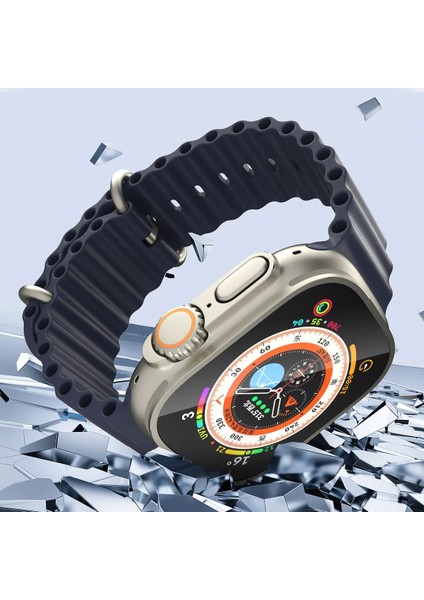 Apple Watch Ultra / Watch Ultra 2 49MM Safir Cam Siyah Çerçeve Parlak Cam Ekran Koruyucu