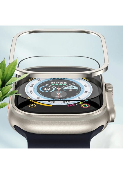 Apple Watch Ultra / Watch Ultra 2 49MM Safir Cam Siyah Çerçeve Parlak Cam Ekran Koruyucu