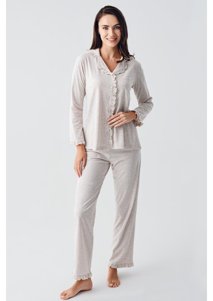 Kadın Uzun Kollu Esnek Pamuklu Kumaş Hamile Pijama Takım 22112 fiyatları