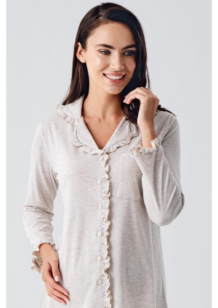 Kadın Uzun Kollu Esnek Pamuklu Kumaş Hamile Pijama Takım 22112 modelleri