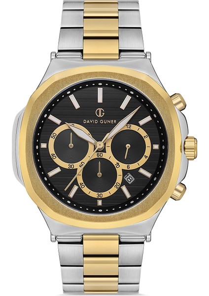 Davıd Guner Siyah Kadranlı Paslanmaz Masif Çelik Erkek Kol Saati