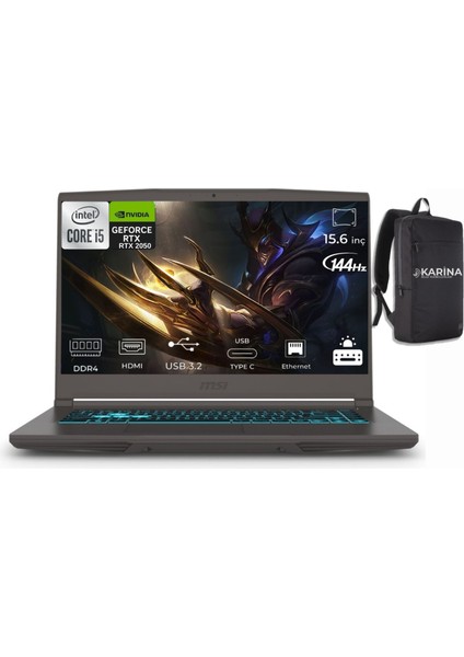 Msı Thın 15 B12UCX-2634XTR Intel Core I5 12450H 64GB 1tb SSD RTX2050 Freedos 15.6" Taşınabilir Bilgisayar & B12UCX2634XTRK08