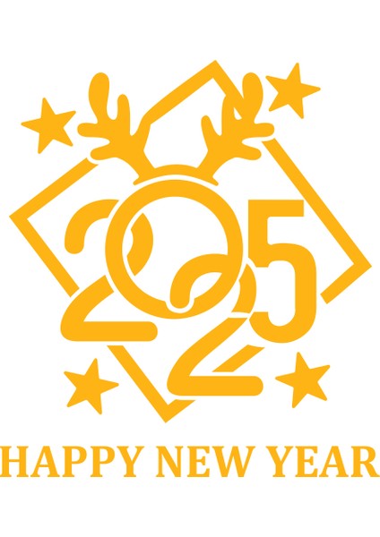 Çerçeve Içinde Happy New Year 2025 Yazısı Yılbaşı Süslemeleri Yeni Yıl Vitrin Cam Sticker