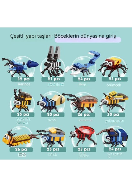 Erkek Çocuğun Birleştirilmiş Küçük Parçacık Yapı Taşları 12 Böcek Gashapon Oyuncak Seti (12 Parça) (Yurt Dışından)