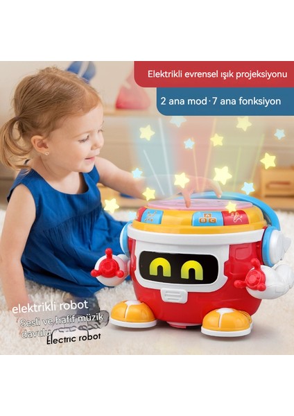 Çocuk Elektrikli Müzik El Davul Erken Eğitim Robot Oyuncak (Yurt Dışından)