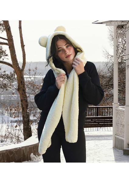 Harika Peluş Kapşonlu Welsoft Peluş Bere - Atkılı - Polar Boyunluk Şalı - Rüzgar Geçirmez Kulaklı Şapka fiyatları