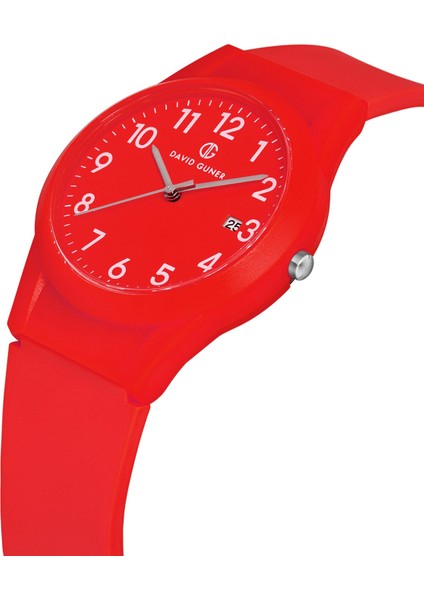 Davıd Guner Kırmızı Kadranlı Kırmızı Plastik Kayışlı Takvimli Erkek Kol Saati modelleri