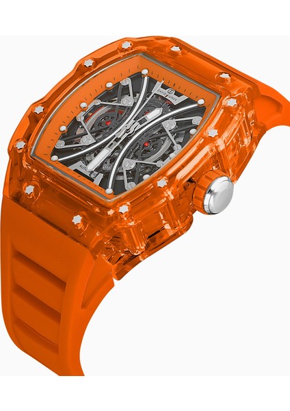 Davıd Guner Siyah Kadranlı Otomatik Turuncu Silikon Kordon Erkek Kol Saati modelleri