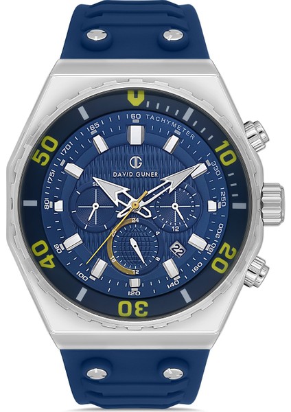 Davıd Guner Mavi Kadranlı Gümüş Kaplamalı Erkek Kol Saati