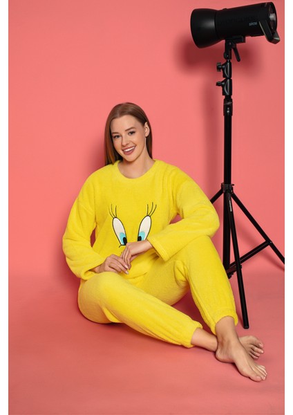 Kadın Tweety Peluş Pijama Takımı