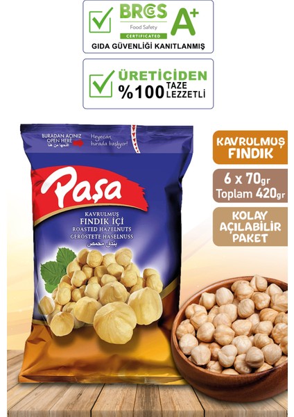 Paşa Kuruyemiş Paşa Fındık Içi 70 gr x 6 Adet (TOPLAM 420gr)