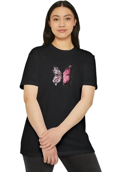 Bisiklet Yaka Baskılı T-Shirt Siyah