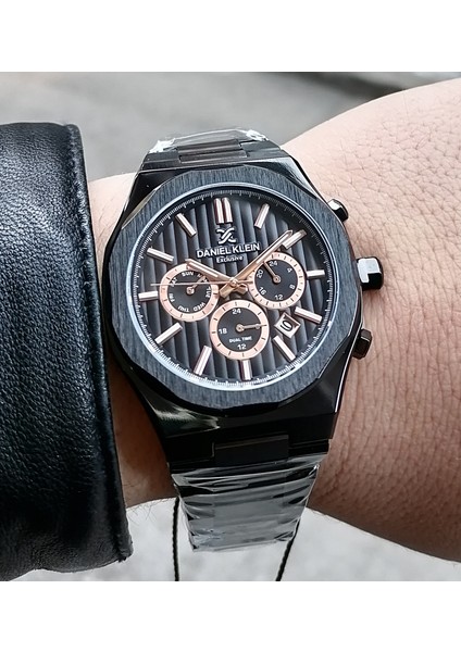 Siyah Çelik Kordonlu Erkek Kol Saati Su Geçirmez