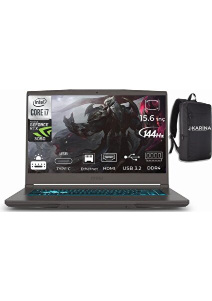 Msı Thın 15 B12UC-1479XTR Intel Core I7 12650H 32GB 4tb M.2 + 4tb SSD RTX3050 Freedos 15.6" Fhd 144Hz Taşınabilir Bilgisayar & B12UC1479XTRK36