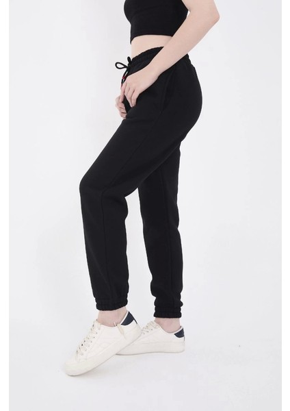 Üç Iplik Basic Lastikli Eşofman Pantolon Siyah