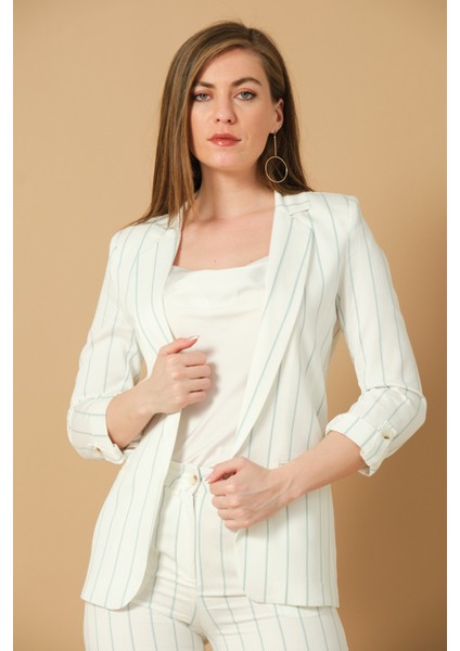 Çizgili Yazlık Blazer Ceket
