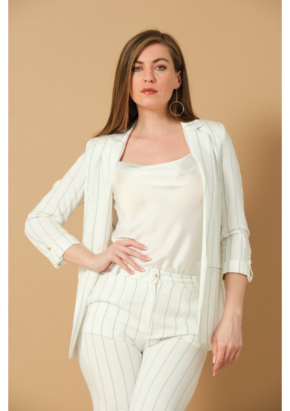 Çizgili Yazlık Blazer Ceket modelleri