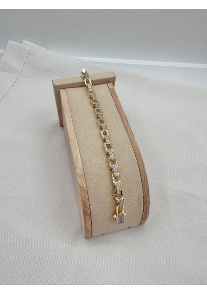 Gold Küp Tasarım Taşlı Premium Bileklik
