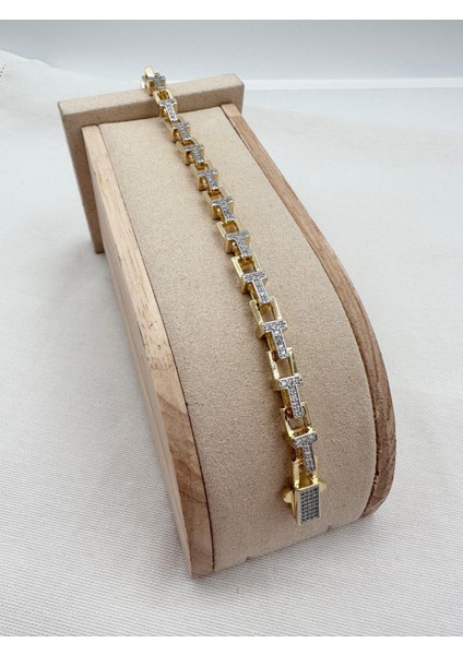 Gold Küp Tasarım Taşlı Premium Bileklik