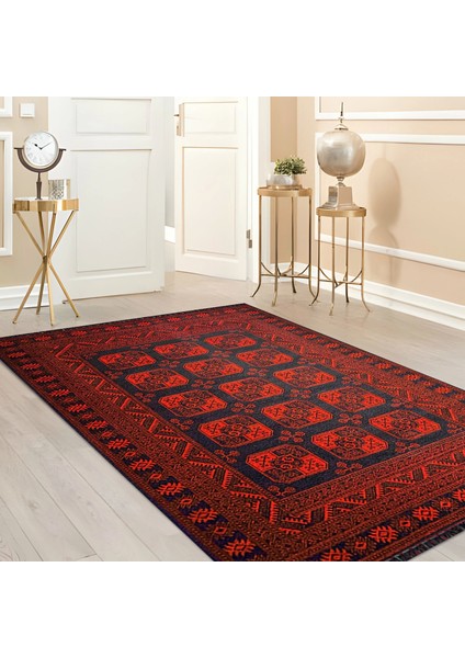 Arven 02 Afgan Etnik Dokaratif Yazlık Kaymaz Taban Yıkanabilir Şönil Kilim 80x300 cm