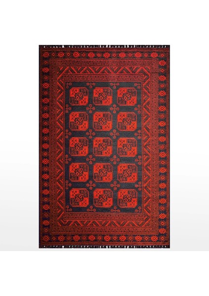 Arven 02 Afgan Etnik Dokaratif Yazlık Kaymaz Taban Yıkanabilir Şönil Kilim 135x190 cm