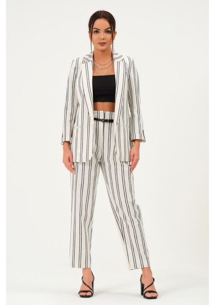 Keten Çizgili Blazer Ceket