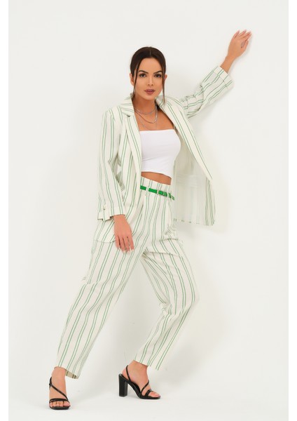Keten Çizgili Blazer Ceket