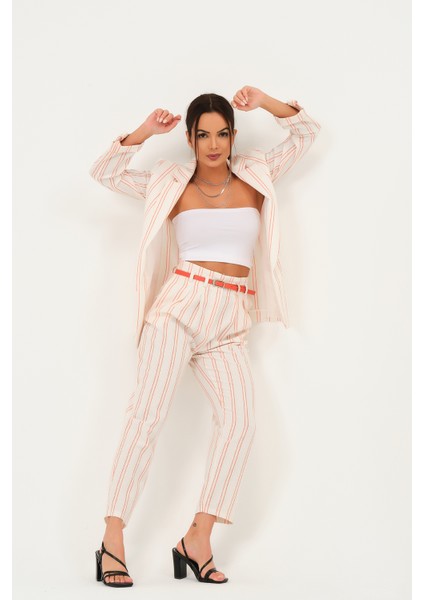 Keten Çizgili Blazer Ceket