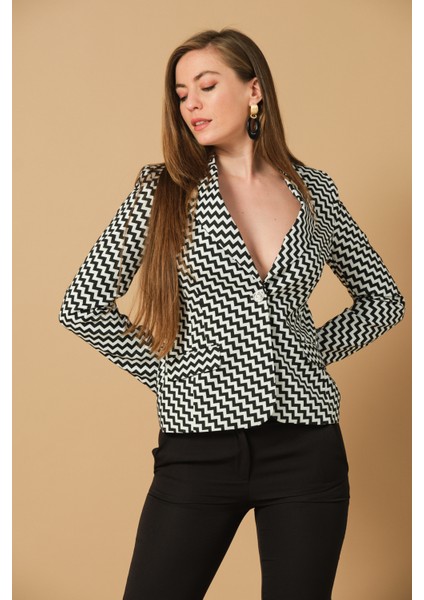 Desenli Fit Form Blazer Ceket