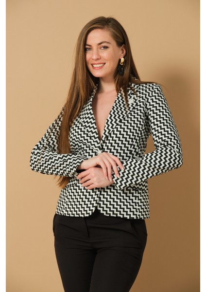 Desenli Fit Form Blazer Ceket