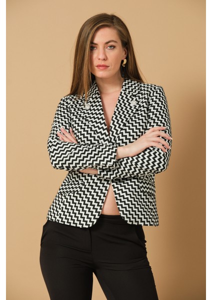 Desenli Fit Form Blazer Ceket