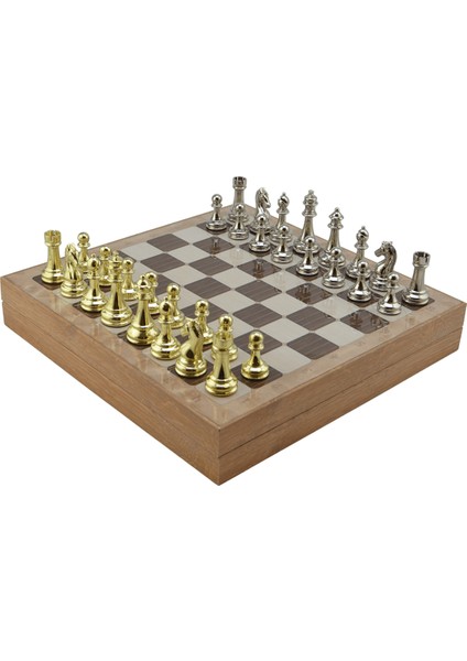 Gifthome Metal Klasik Satranç Takımı Parlak ve Rustik Desenli Mdf Sandıklı Satranç Tahtası (36X36X6 Cm.) modelleri
