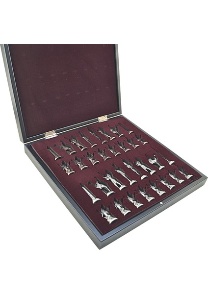 Gifthome Metal Mısır Satranç Takımı Antik ve Mermer Desenli Mdf Sandıklı Satranç Tahtası (36X36X6 Cm.) indirimleri